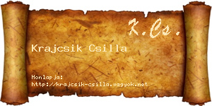 Krajcsik Csilla névjegykártya
